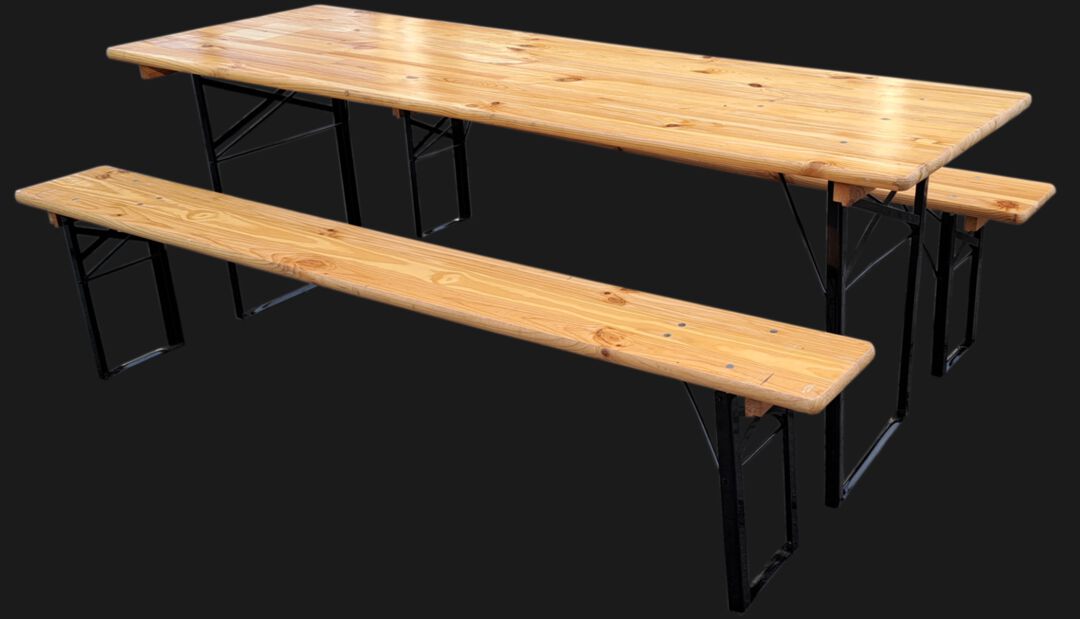 Bierbankgarnitur: Tisch und zwei Bänke, 220 cm